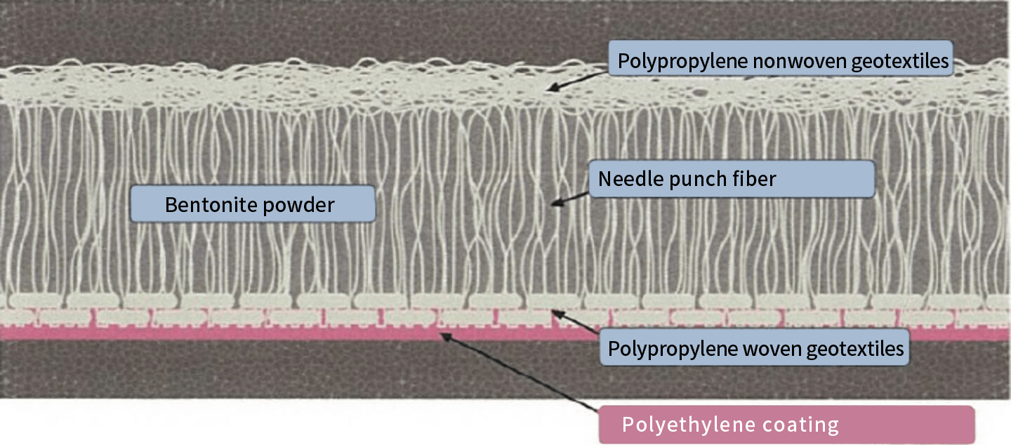 Cross-section structure of X2 four-layer type Bentofix (polyethylene coating)